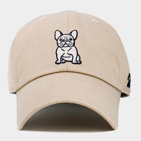 French Bulldog Embroidered Baseball Cap Pink Beige Black Dog Lovers Frenchie Pet - Picture 3 of 7